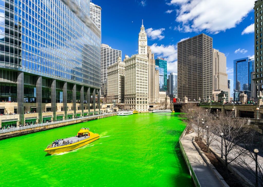 Chicago River green for St. Patrick Day
