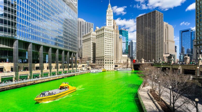 Chicago River green for St. Patrick Day