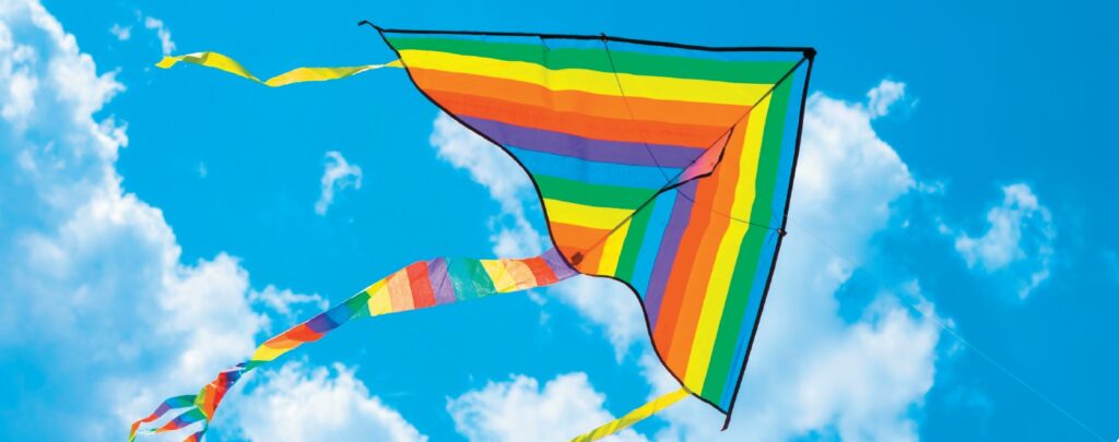 Rainbow kite flying