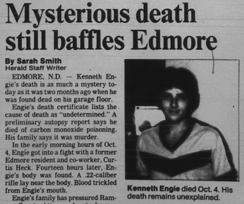 Kenny Engie death in Edmore North Dakota