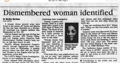 Cheryle Gossett body washed up on shore in LA California